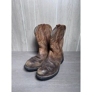 Ariat Men's Work Western Boots US 8.5D Brown Leather ATS Equipped Slip Oil